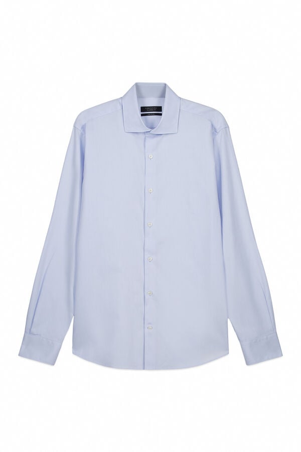 Cortefiel Plain easy-iron dress shirt Blue