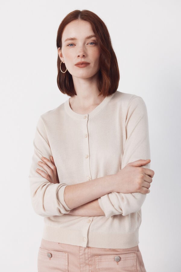 Cortefiel Jersey-knit basic jacket Beige