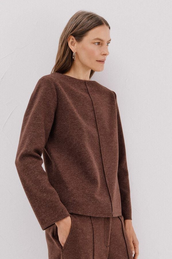 Cortefiel Top escote chimenea Marrón oscuro