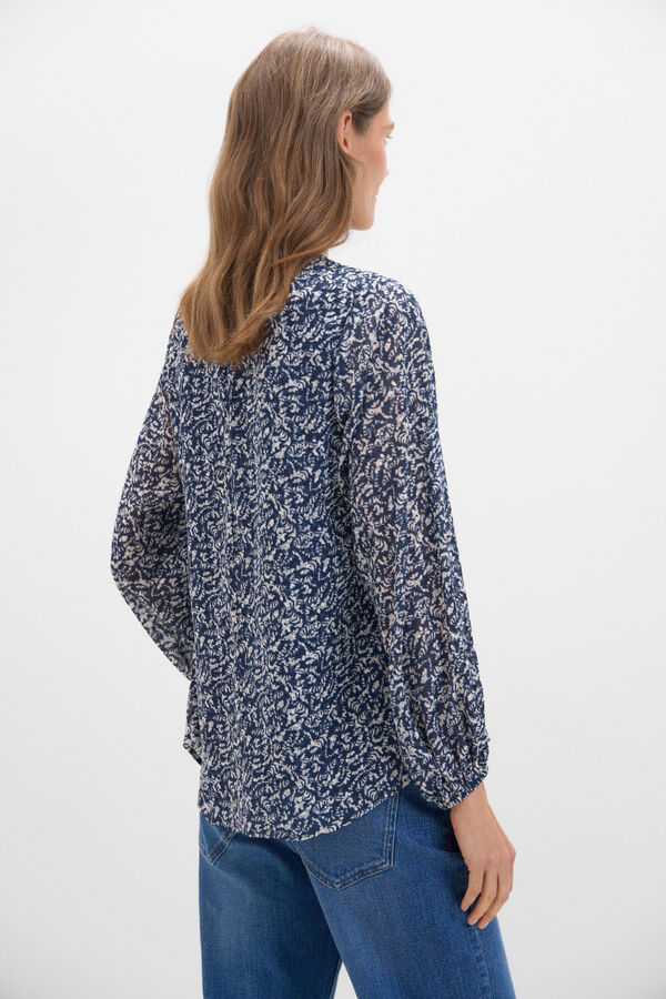 Cortefiel Textured fabric blouse Printed blue