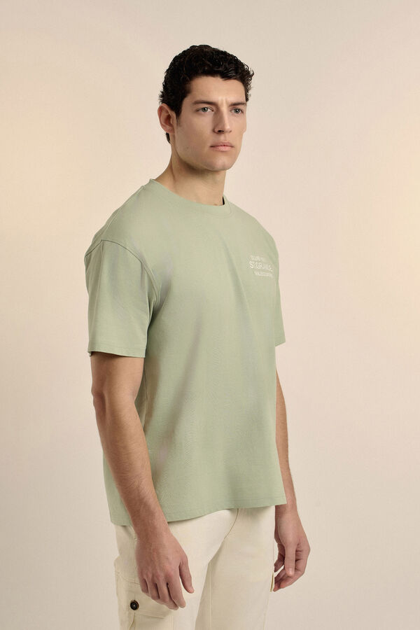 Valecuatro Camiseta com texto grande Verde