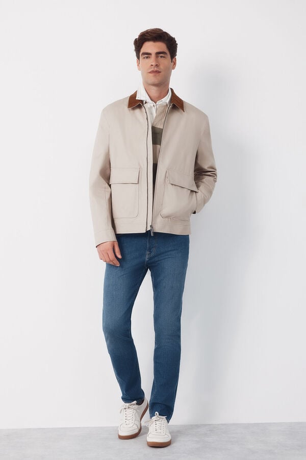 Cortefiel Jacket with combined neck Beige