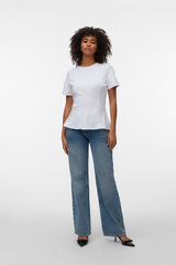 Vero Moda T-shirt de manga curta com pin&ccedil;as Branco