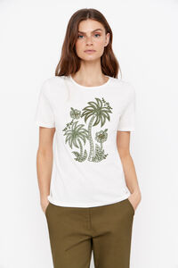 Cortefiel Embroidered t-shirt Printed white