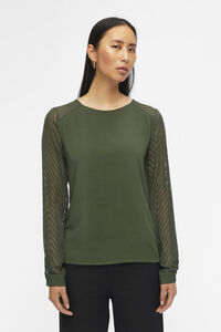 Cortefiel Blouse with patterned sleeves Green