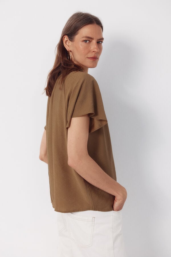 Cortefiel Blusa manga ragl&aacute;n Kaki