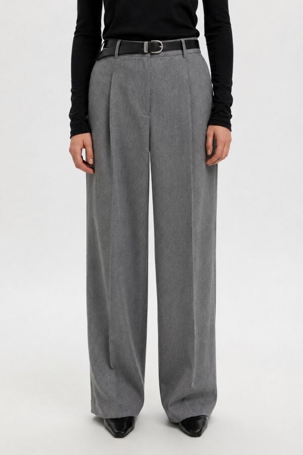 Selected Cal&ccedil;a de fato Wide Leg Cinzento