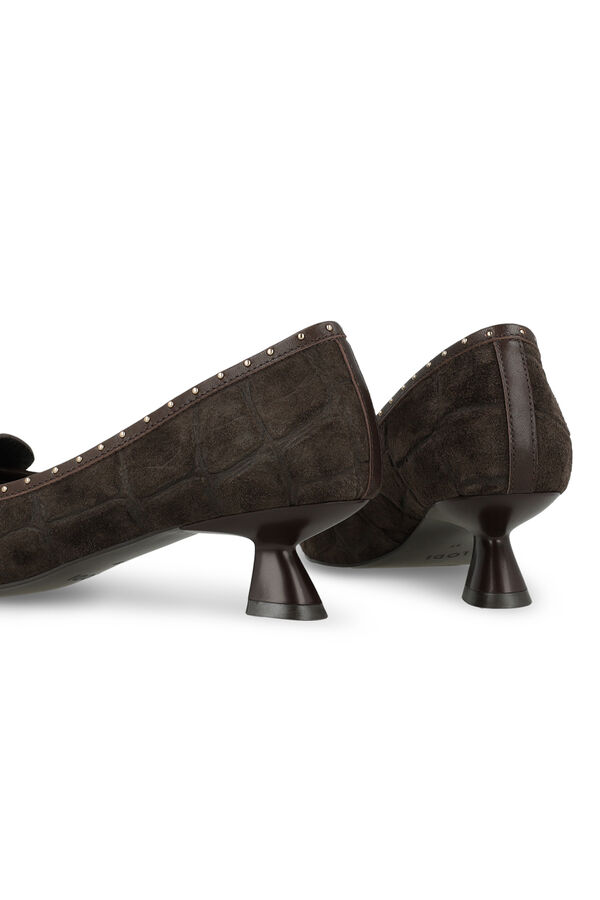 Lodi Embossed leather court shoes Dark brown