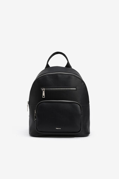 Cortefiel Faux leather backpack Black