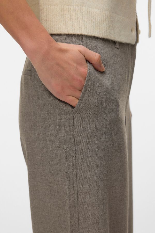 Vero Moda Cal&ccedil;a de vestir perna reta Castanho
