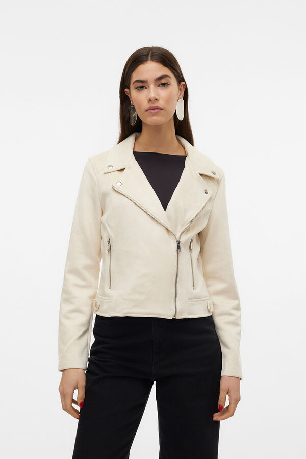 Vero Moda Blus&atilde;o em camur&ccedil;a com tachas Tostado