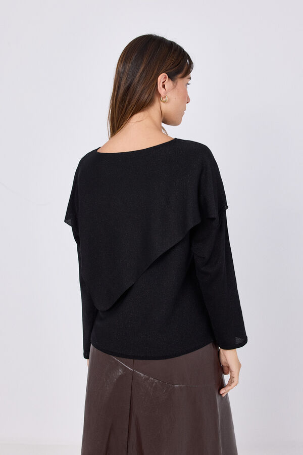 Cortefiel Metallic cape jumper Black