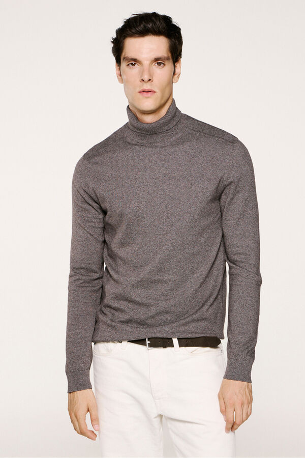 Selected Camisola de gola de algodão orgânico  Cinzento