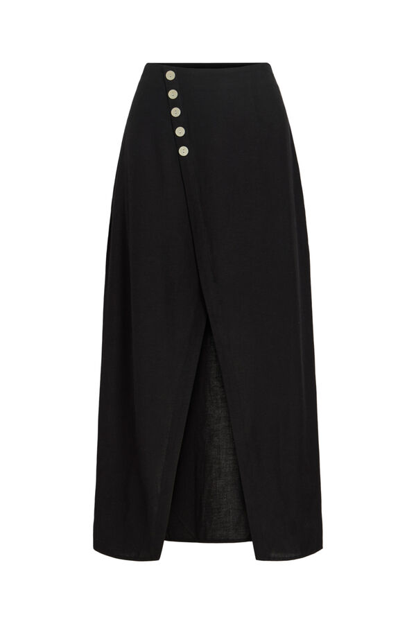 Vila Saia midi cruzada de linho Preto