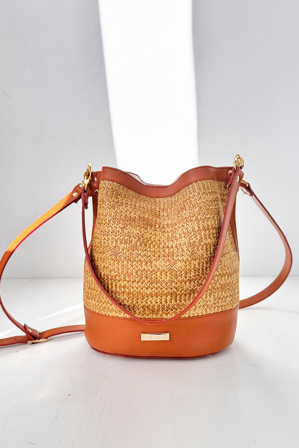 The Code Nature leather and raffia candy box  Brown