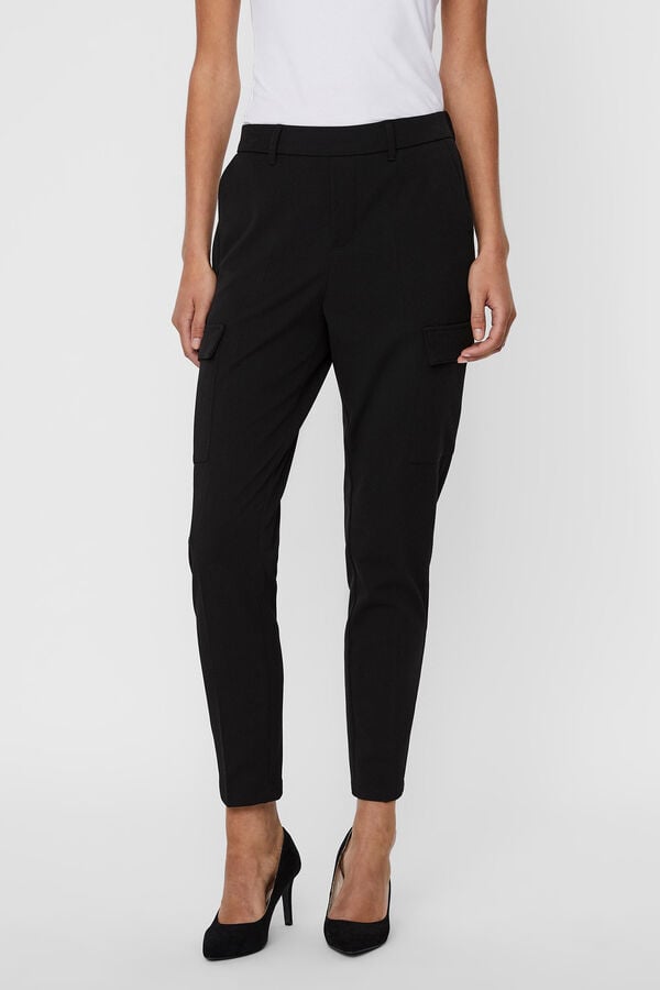 Cortefiel Ankle cargo trousers Black