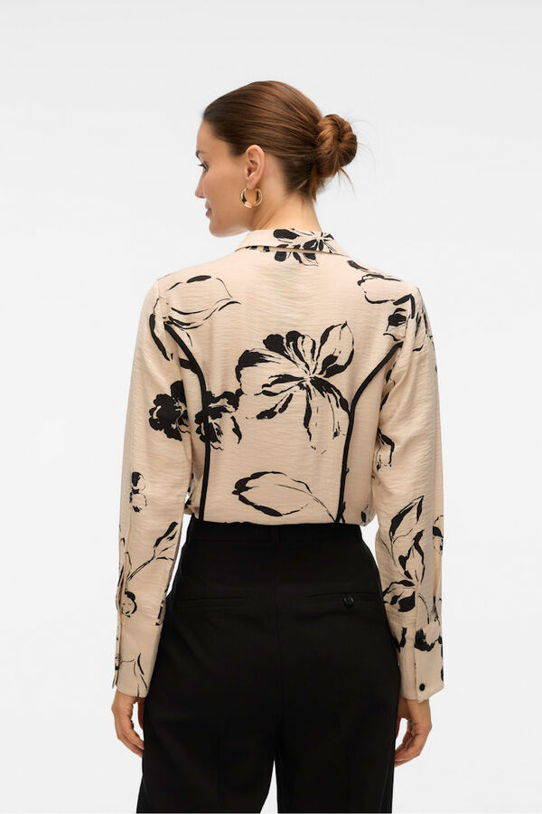 Vero Moda Camisa de manga comprida com linhas bordadas Tostado