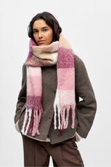 Object Cachecol xadrez com franjas Roxo