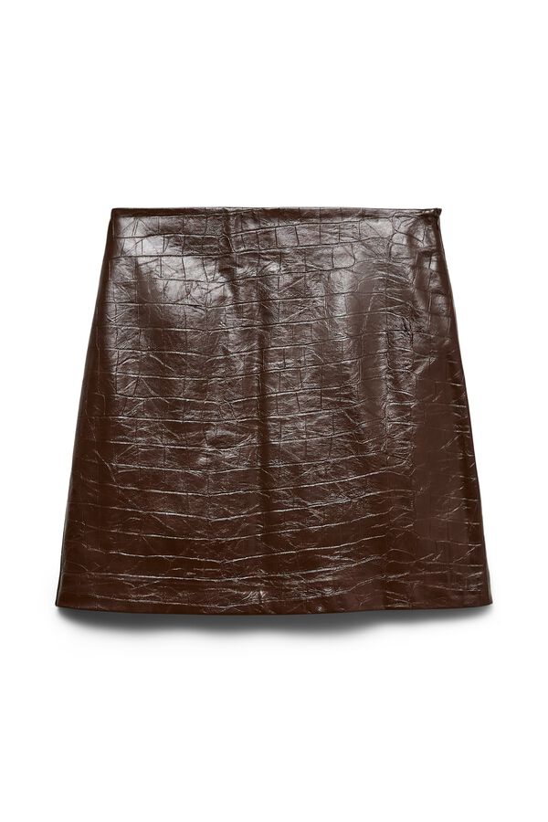 Vero Moda Saia curta efeito pele de crocodilo Castanho