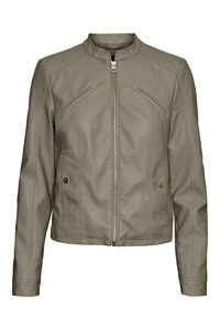Cortefiel Faux leather jacket with Perkin collar Grey