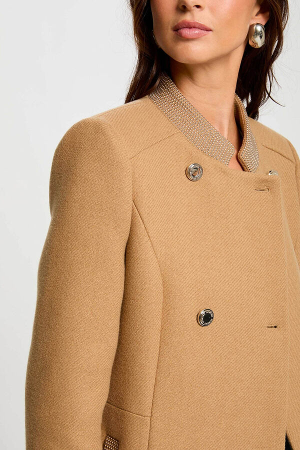 Cortefiel Long buttoned coat Beige