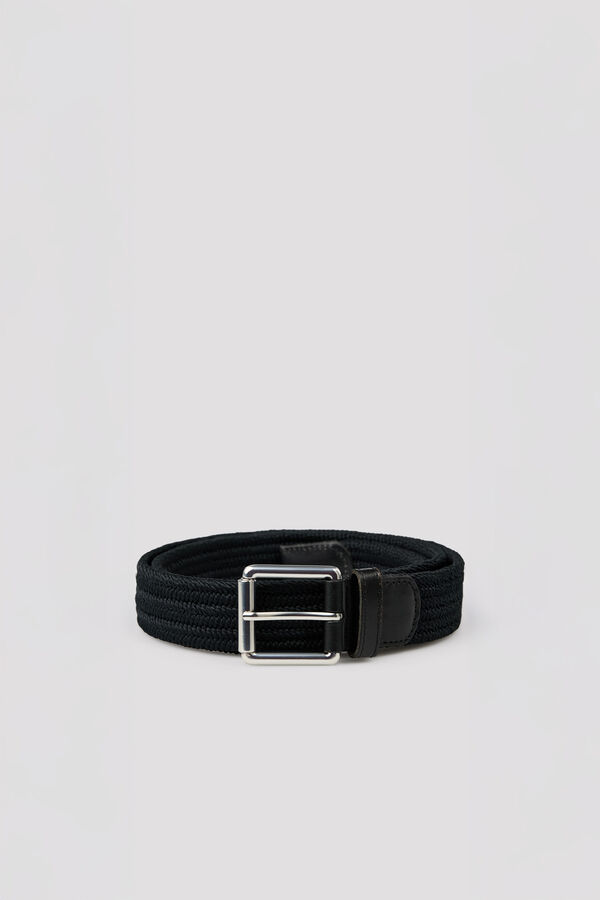 Cortefiel Elastic fabric belt Black