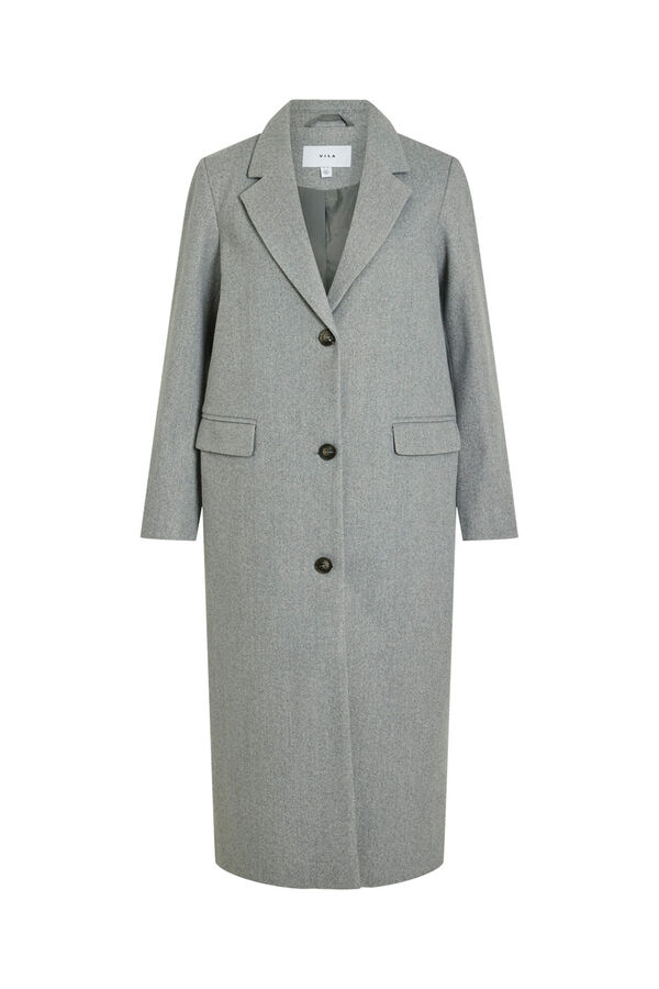 Vila Sobretudo longo de tecido com lapelas Cinzento