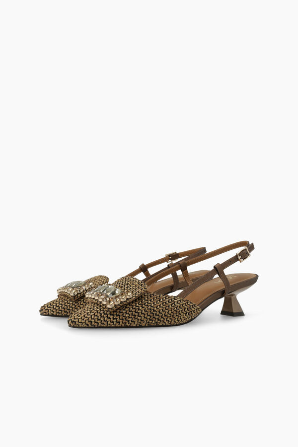 Lodi Sapatos de salto abertos atr&aacute;s em pele Castanho