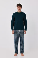 Cortefiel Jersey-knit and fabric pyjamas set Green