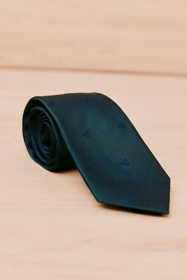 OOTO Natural silk tie Dark green