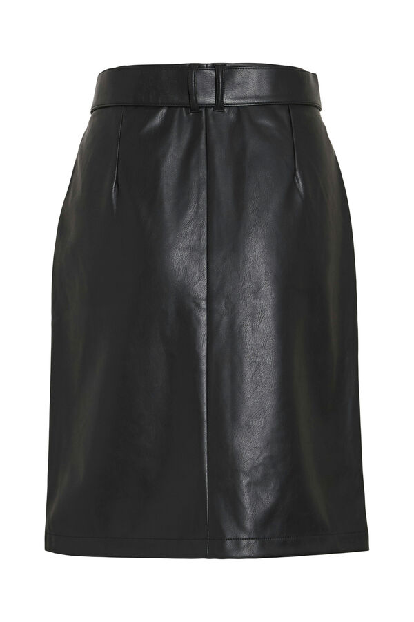 Cortefiel Short faux leather skirt Black