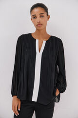 Cortefiel Contrast pleated blouse Black