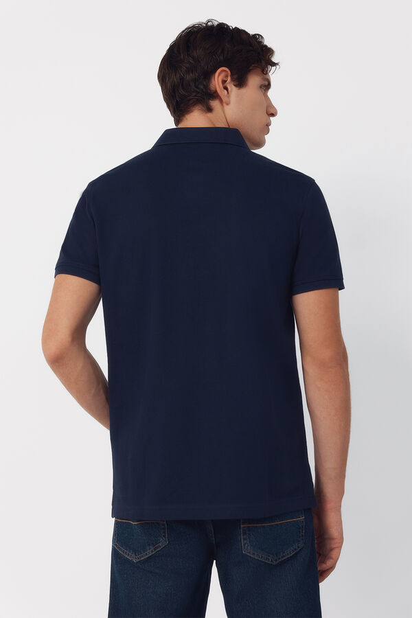 Cortefiel Piqu&eacute; basic slim polo shirt Navy