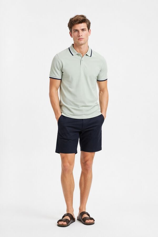Selected Piqu&eacute; short sleeve polo shirt Kaki