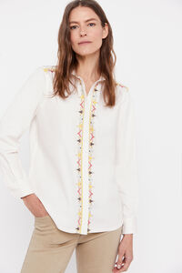 Cortefiel Embroidered shirt  White