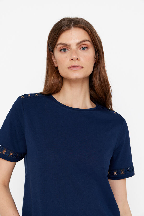 Cortefiel Camiseta cinta floral Azul marino