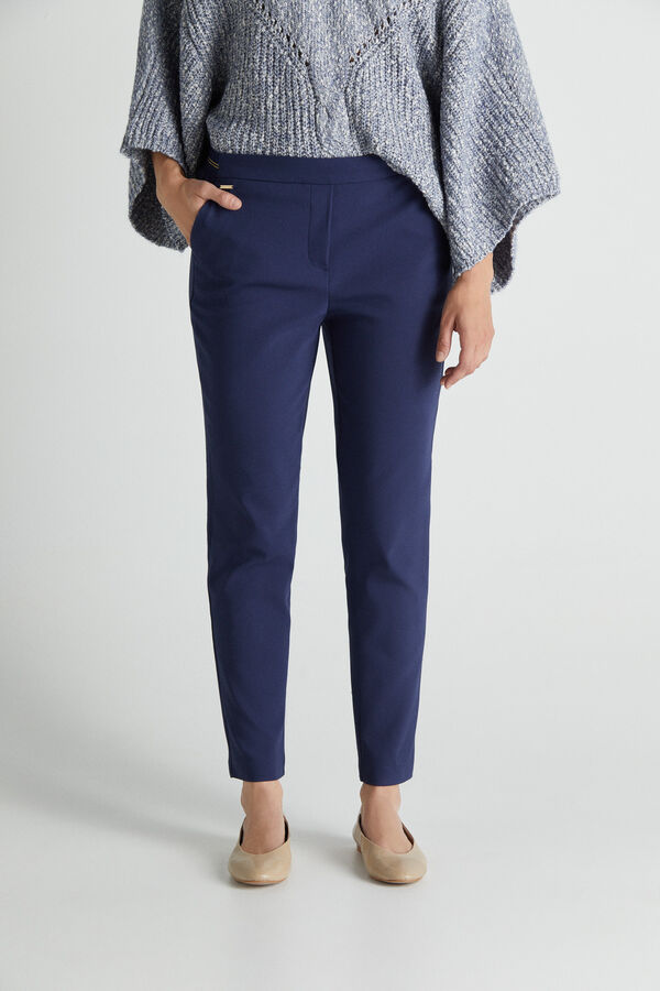 Cortefiel Trousers with elasticated back Navy