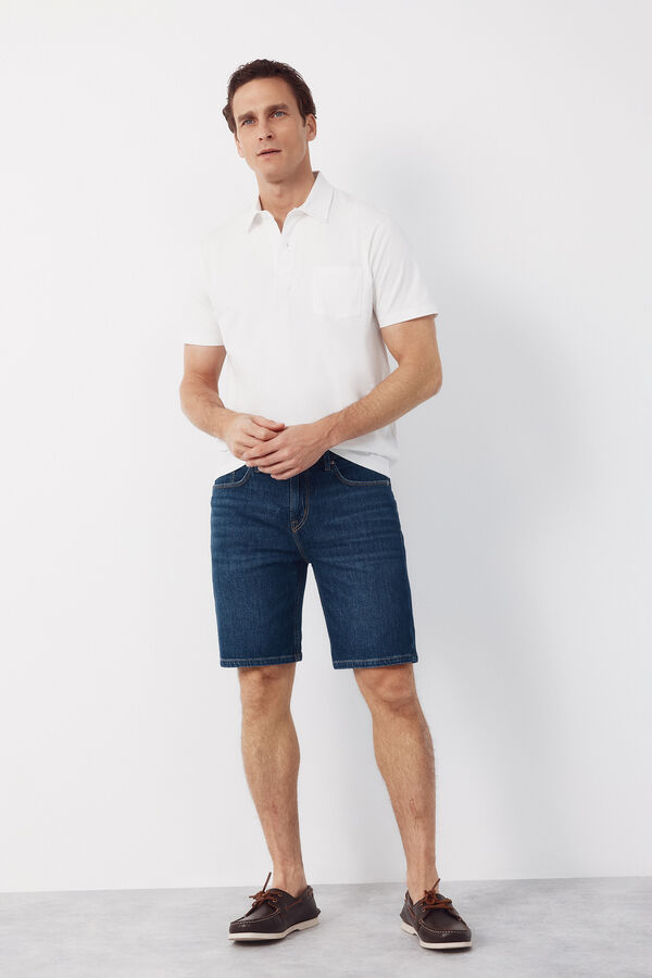 Cortefiel Plain pocket polo shirt White