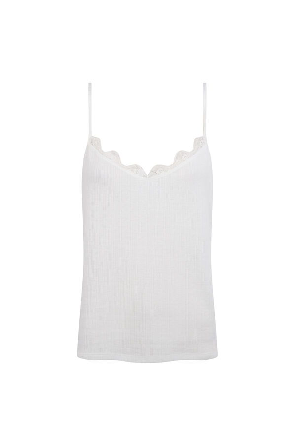 Slowlove Top tirantes detalle blonda Ecru