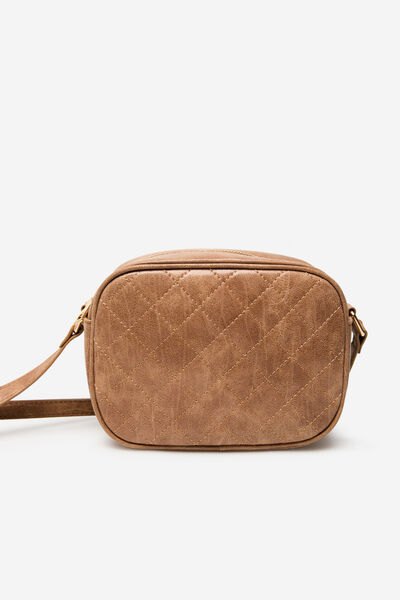 Cortefiel Quilted crossbody bag Nude