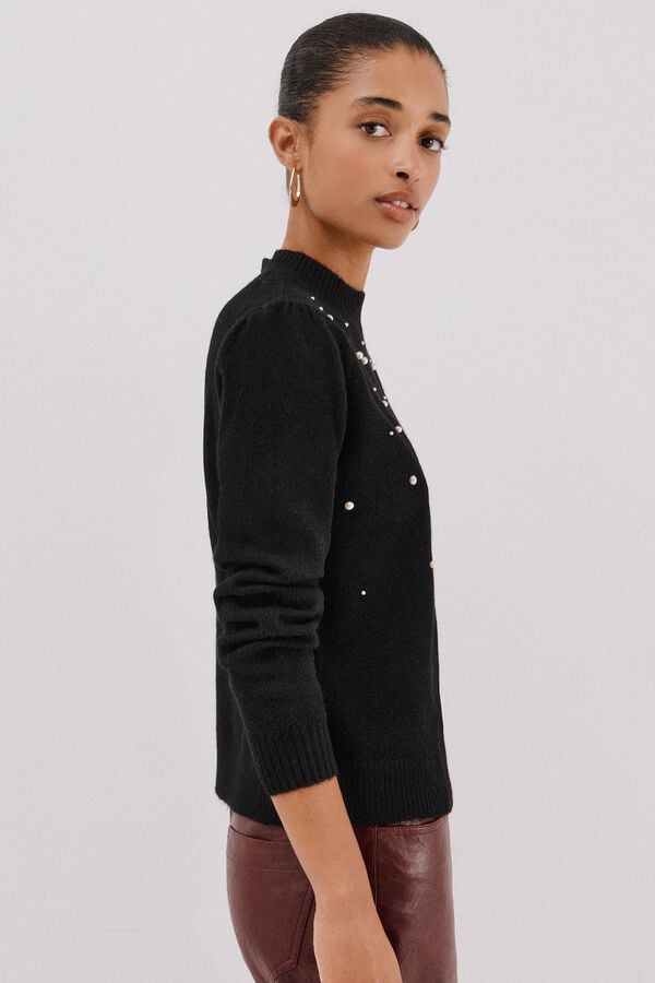 Cortefiel Jersey punto perlas Black