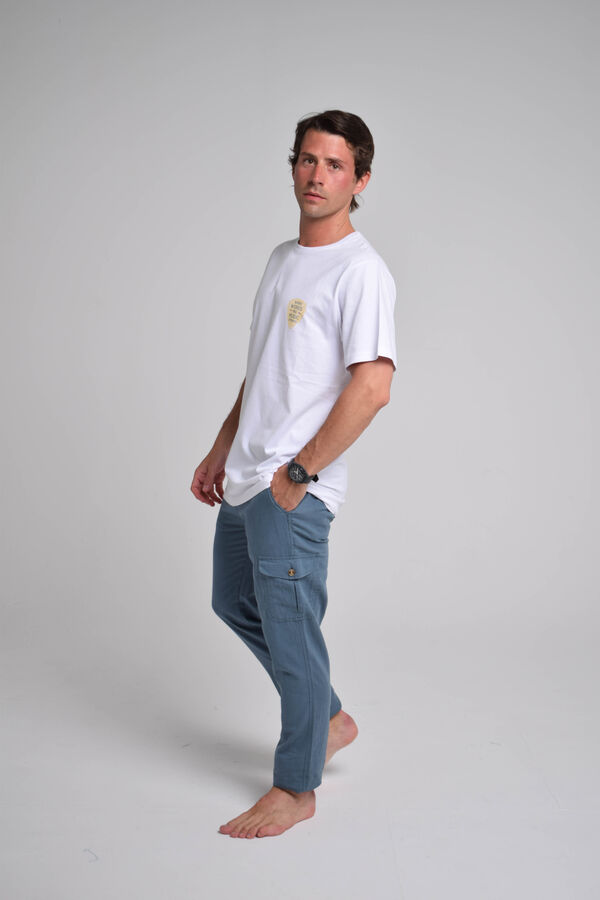 Cloking Cal&ccedil;a de linho cargo Azul