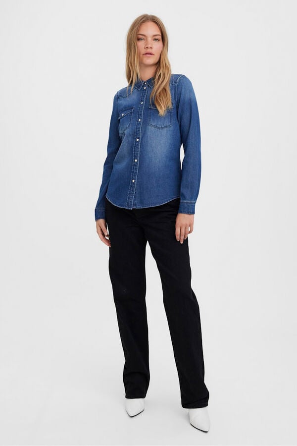 Vero Moda Camisa de manga comprida em denim Azul