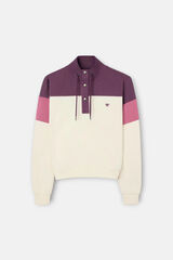 Silbon Tricolour button neck sweatshirt Pink