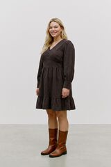 Vero Moda Curve V-neck peplum dress Dark brown