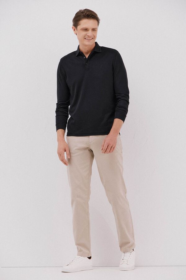 Cortefiel Polo refinado manga larga Negro