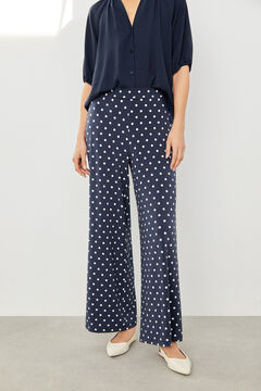Cortefiel Printed jersey-knit trousers Navy