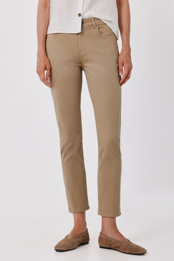 Cortefiel Coloured cropped skinny jeans Beige