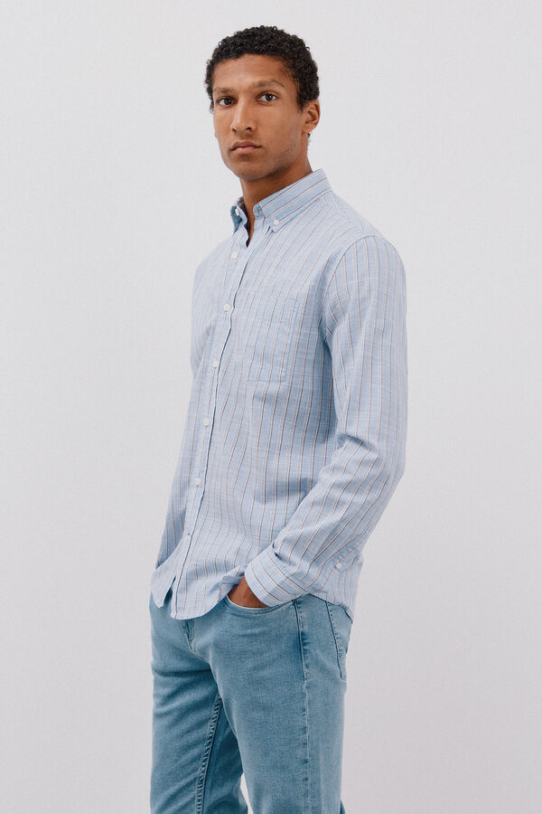 Cortefiel Flame striped shirt Blue