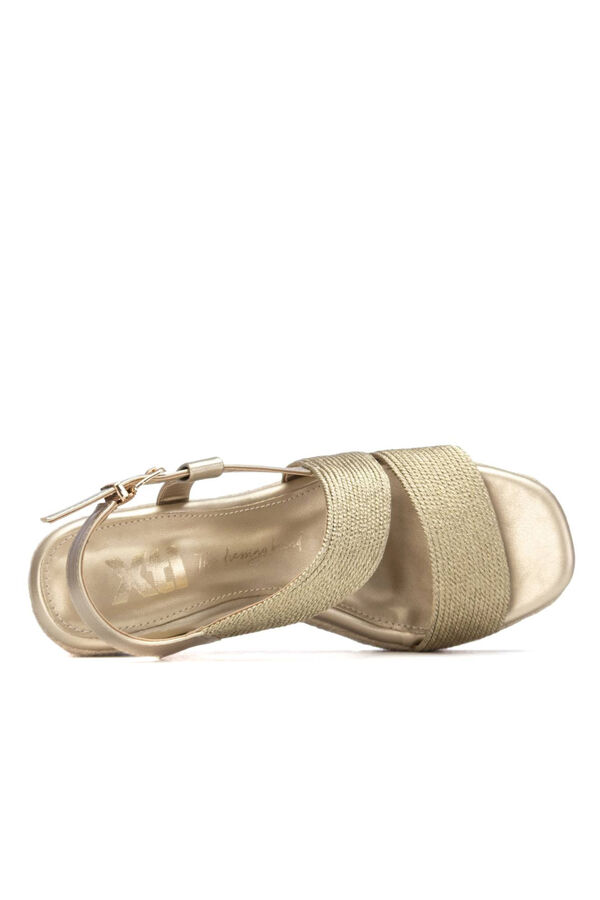 XTI Sand&aacute;lia cunha de juta metalizada Dourado